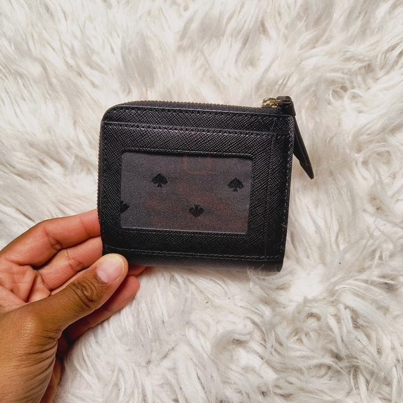 Kate Spade New York Saffiano Leather Small Zip Around Bifold Wallet, Black - Picture 2 of 9